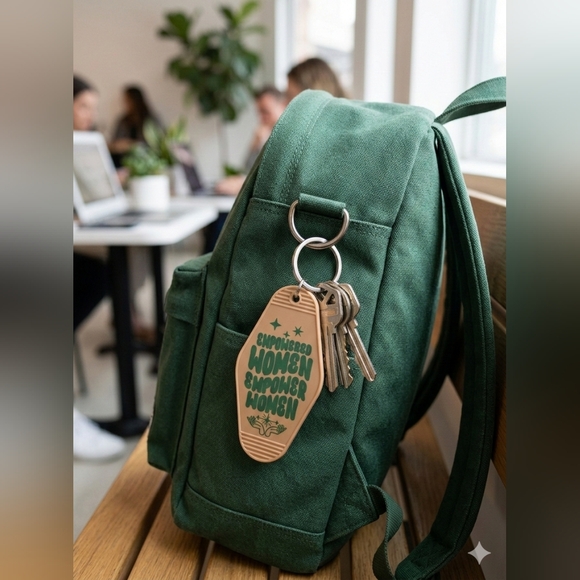 Handmade Retro Hotel Keychain Empowered Women UV Resin Sealed DTF - Picture 3 of 3